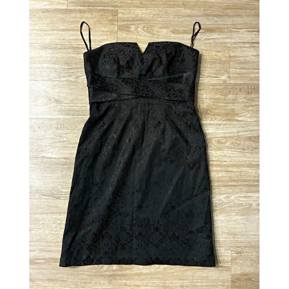 White House Black Market Black Cocktail Spaghetti Dress 12 0126